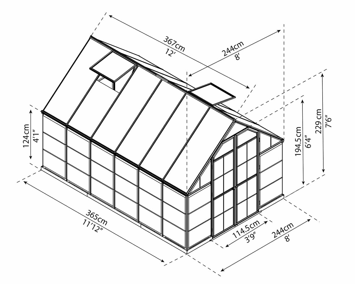 Kasvuhoone Balance Hybrid 2,44x3,65m / 8,9m²