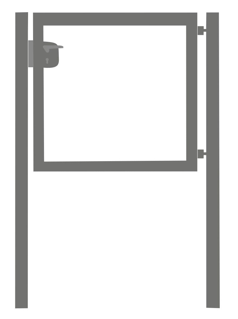 Jalgvärava raam laiusega 1m LOCINOX lukuga, nelikantpostidega RAL6005 roheline