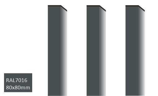 Aiapost nelikantpost 80x80mm hall RAL7016 / sein 1,5mm
