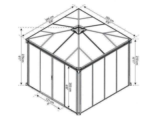 Aiapaviljon Palram Ledro 295x295cm HALL