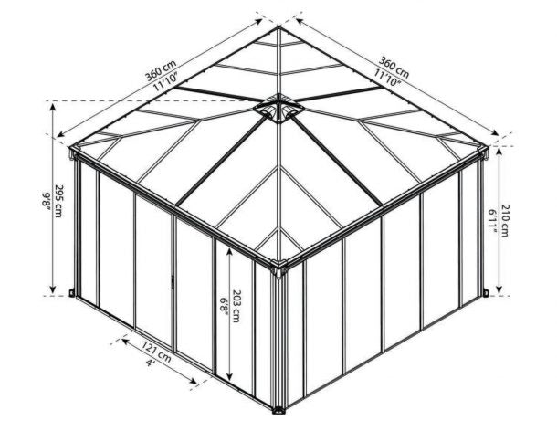 Aiapaviljon Palram Ledro 360x360cm HALL