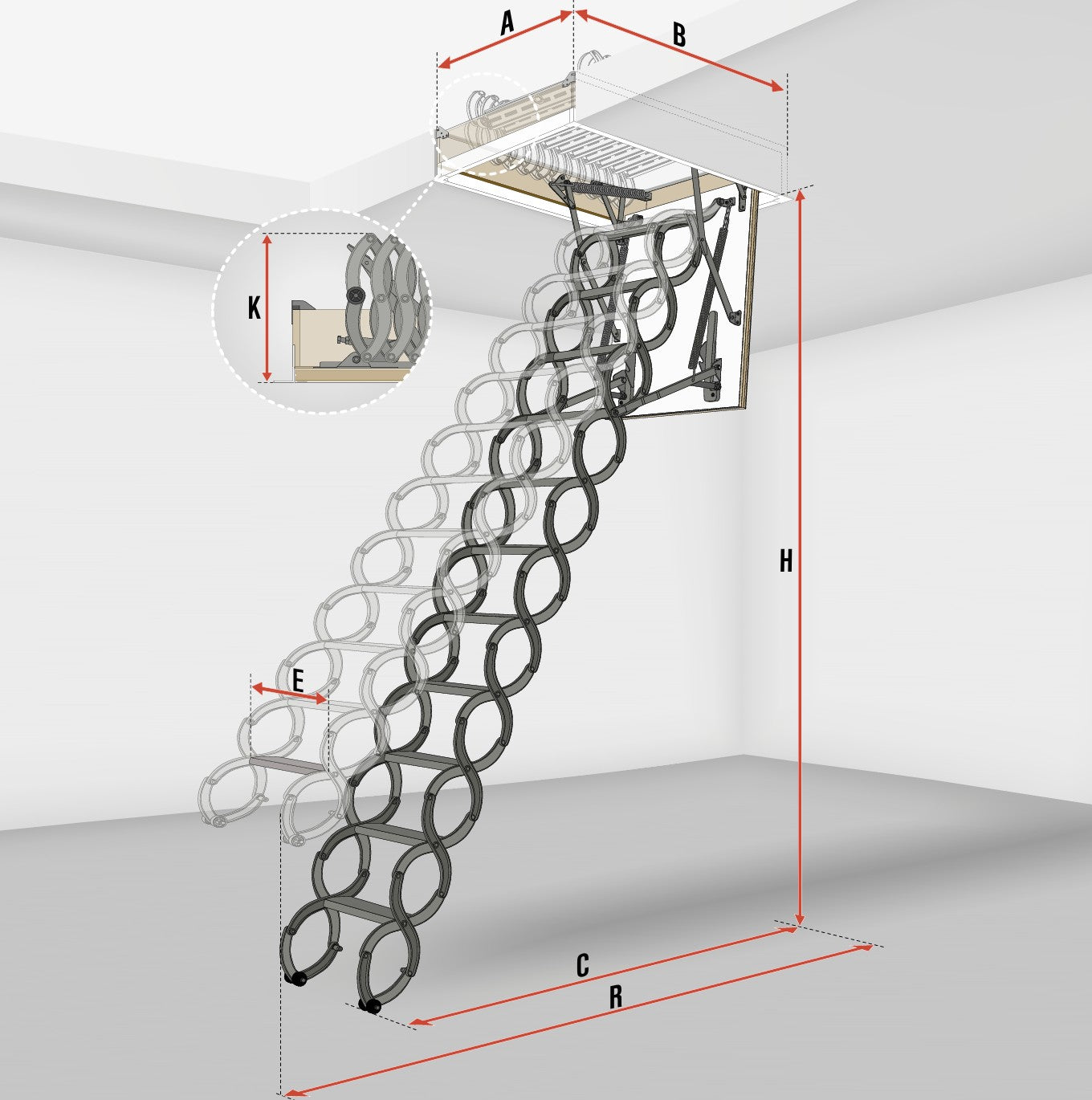Pööninguluuk metallist käärredeliga FAKRO LSF EI60 U=1,8 W/m²K