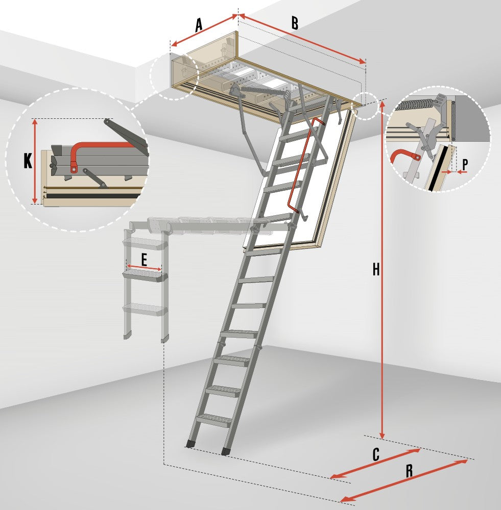 Pööninguluuk metallist liigendredeliga FAKRO LMF EI120 U=0,79 W/m²K