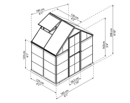 Kasvuhoone HYBRID 1,85x1,25m / 2,33m²