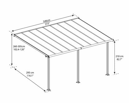 Varikatus terrassile Olympia 3x5,46 hall/kirgas