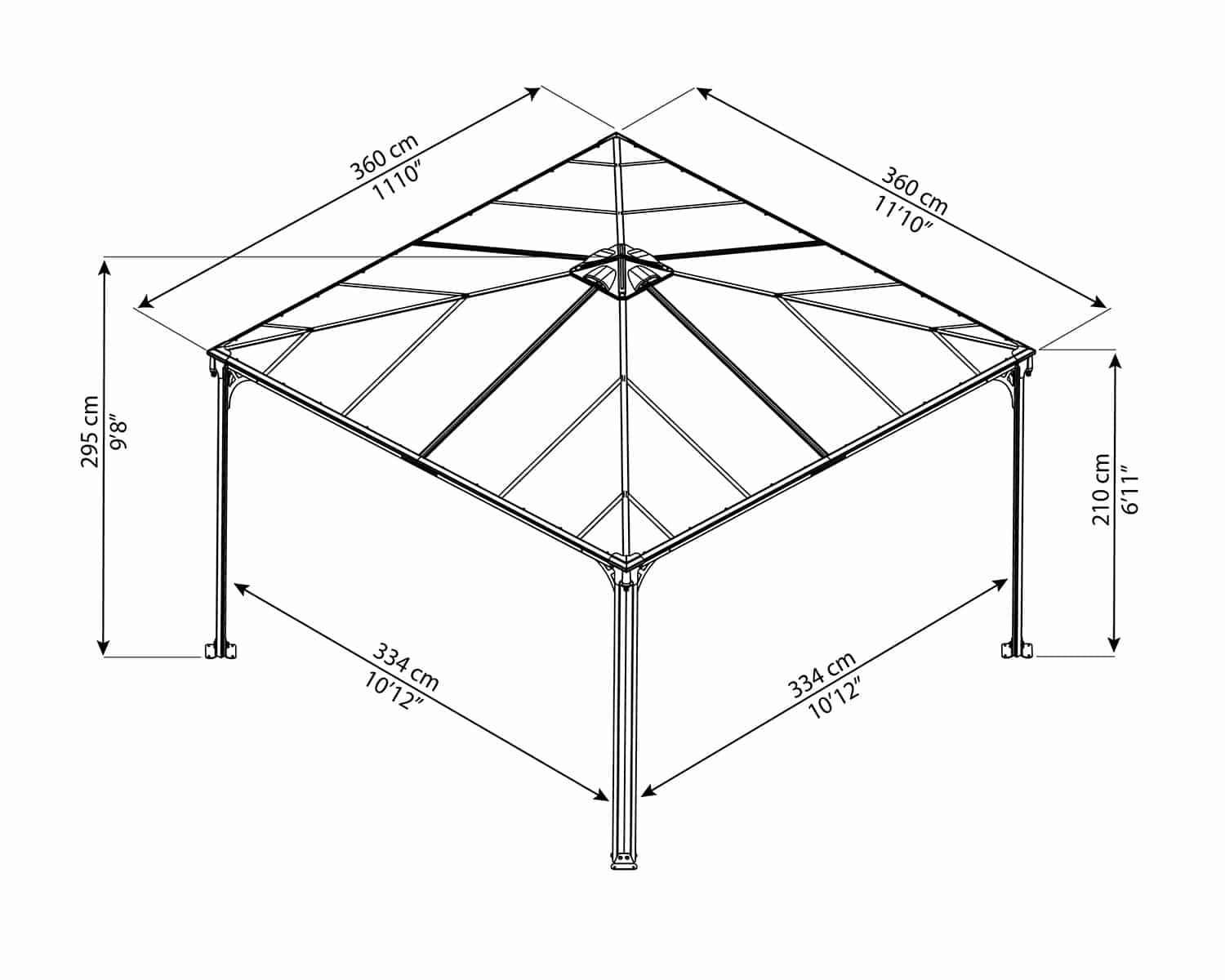 Varikatus Palermo 3600 3,6x3,6m Hall/Pronks