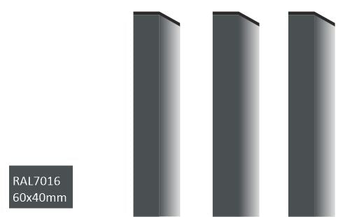 Aiapost nelikantpost 40x60mm hall RAL7016 / sein 2,0mm