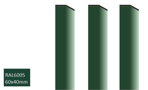 Aiapost nelikantpost 40x60mm roheline RAL6005 / sein 1,4mm