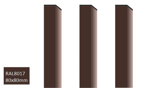 Aiapost nelikantpost 80x80mm pruun RAL8017 / sein 1,5mm